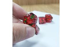 China Red pomegranate Sequins Resin Boarding Dice Set  dnd dice supplier