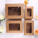 Disposable Noodle Salad Food Packing Takeaway Kraft Paper Box With Window for sale
