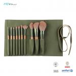 10pcs Vegan Makeup Brush Set With Cosmetic Bag 100% Synthetic Hair for sale