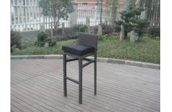 China Resin Wicker Bar Set With Cushion , Black Bar Table With Glass supplier