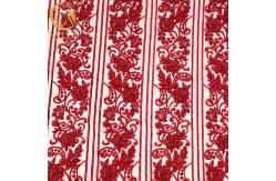 China Red 3D Beaded Lace Fabric Handmade Embroidery With Sequins supplier