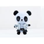 30 cm soft short pile dressed up rock star panda kids plush toy for sale