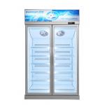 Double Glass Door Upright Commercial Display Freezer Automatic Defrost for sale
