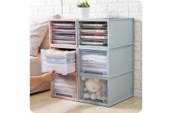 China Pink Stackable Storage Shoe Boxes Fabric Plastic Drawer Organizer supplier