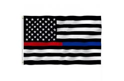 China Single Reverse Knitted Polyester Thin Blue And Red Line Flag Waterproof supplier