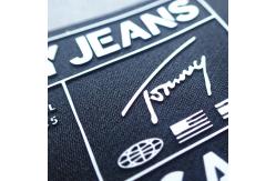 China Raised White Logo Taffeta OEKO Custom Neck Labels Silk Printing Silicon supplier