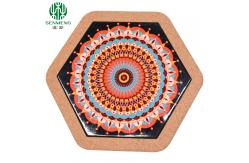 China Natural Eco-Friendly Hexagon Custom Logo Ceramic Cork Trivets supplier