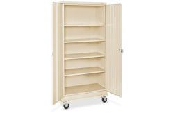 China Double Door Unassembled Metal Adjustable Shelf Cabinet With Wheels supplier