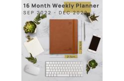 China Custom Brown Softcover Large Academic Planner With Monthly Tabs supplier