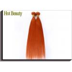 Orange Virgin Human Hair Extensions 12 Inch Double Stitch Weft Single Drawn