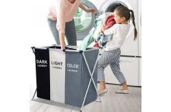 China Odorless Sonsill 3 Section Laundry Tote , Lightweight Dirty Clothes Hampers supplier