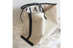 China Cotton Cosmetic Shoulder Zip Beach 50cm Handle Canvas Bag supplier