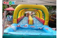 China Custom Size Inflatable Water Slide Park Double Lane With Pool supplier