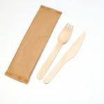 Paper Wraped Premium Disposable Wooden Cutlery Set With Customized Logo for sale