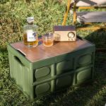 Car Storage Box , Camping Folding Box Multifunctional Wooden Lid