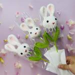 Sunflower Bunny Head Doll Bouquet with Cotton Material and Hand-knitted Design for sale