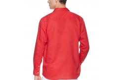 China Large Red Tab Cuff Mens Casual Linen Shirts washable With Shirt Collar supplier