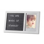 Changeable Felt Letter Board Wooden Photo Frame With White Letters for sale