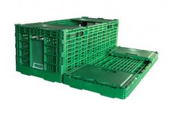 China Green Folding Ventilated Plastic Storage Crate With Lid , Plastic File Crate supplier