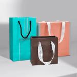 White Eco Friendly Reusable Shopping Bags Custom Kraft Paper Packaging Bags