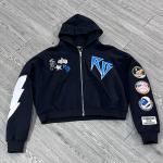 Custom Embroidery Patch Logo Hoodie Screen Print 100% Cotton Fabric Zip Up Boxy Cropped Oversized French Terry Hoodie for sale
