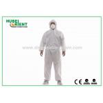 Durable Cleanroom SMS Disposable Hooded Coveralls 50gsm Zipper Front for sale