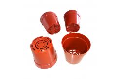 China Hydroponics PP Bonsai 85mm Orange Plastic Flower Pots With Label supplier
