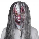 Sinister Horror Evil Clown Ghost Head Mask  Joker Costume With Grey Hair for sale