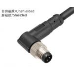 Waterproof IP67 M8 Angled Male Plug Overmolded 3 - 8A for Outdoor Applications for sale
