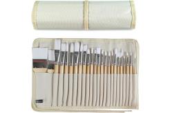 China 24 Pieces Art Brushes Set Wooden Handles Paint Brushes With Canvas Brush Case supplier