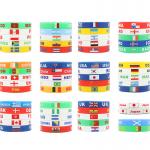 Custom National Day Silicone Bracelet FootBall World Cup National Flag Rubbery UK USA Country Flag Wristband for sale
