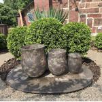 Vintage Round Fiber Clay Flower Pots - Hand - Crafted Aged for Garden & Patio Decoration for sale