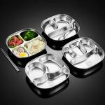 Eco Friendly 4 Compartment Dinner Plates SS Anti Corrosion With Lid for sale