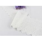 White Flat Embroidered Cotton Lace Ribbon Flower Pattern For Winter Dress 12.5 cm Width for sale