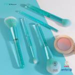 Liquid Handle 5PCS Luxury Makeup Brushes Bling Shiny Liquid Quicksand Glitter Blue OEM