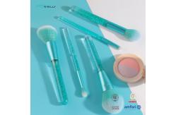 China Liquid Handle 5PCS Luxury Makeup Brushes Bling Shiny Liquid Quicksand Glitter Blue OEM supplier
