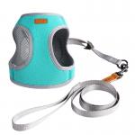 Amazon New Explosion-Proof Flush Teal Dog Harness Dog Pet Traction Rope Solid Color Reflective Vest Cat Chest Strap for sale