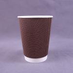 Double Corrugated 12 Oz Paper Coffee Cup Flexo Printing Ripple Wall for sale