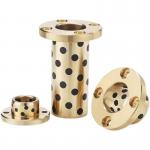 Round flange graphite copper graphite bushing bearing self lubricating wear resistant oil free bushing for sale