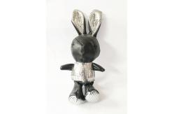 China 20CM Cute Rabbit Plush Doll , Black Leather Material Rabbit Soft Toy supplier