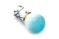 China Gold Ring Soft Short Kabuki Brush 360degree Head Transfer Printing On Handle supplier