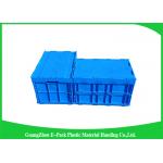 Blue Collapsible Plastic Containers with Attached Lids / Stackable plastic container