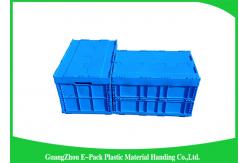 China Blue Collapsible Plastic Containers with Attached Lids / Stackable plastic container supplier