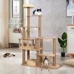 Cat Active Play Toy Multi-Level Tall House Cat Activity Tree with Sisal Scratching Posts Wood Activity Cat Playhouse for sale