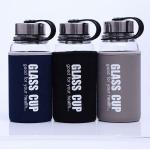 Big Size Sports Durable High Borosilicate 1 Liter Glass Water Bottle With Nylon Sleeve for sale