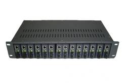 China SM / MM 19inch 2U 14 ports optical media converter , Rack Chassis supplier