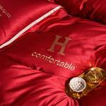 Luxury Embroidered Washing Silk Bedding Set with Polyester Material and Customized Logo