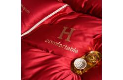 China Luxury Embroidered Washing Silk Bedding Set with Polyester Material and Customized Logo supplier