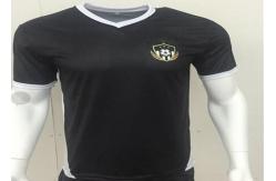 China 100 Mesh Polyester Black V Neck Soccer Jerseys Subimation Printing No Fading supplier