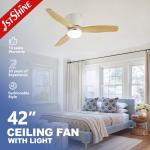42 Inch Natural Wind Remote Control LED Ceiling Fan with Wood Blades Mulit Colors/OEM for sale
